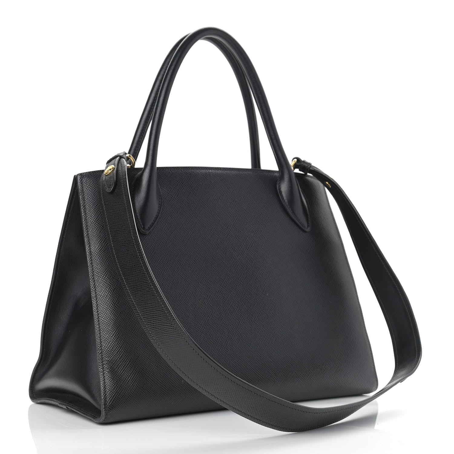 Prada Saffiano Cuir Calfskin Large Monochrome Top Handle Tote Black 3 of 12