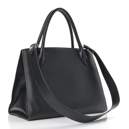 Prada Saffiano Cuir Calfskin Large Monochrome Top Handle Tote Black 3 of 12