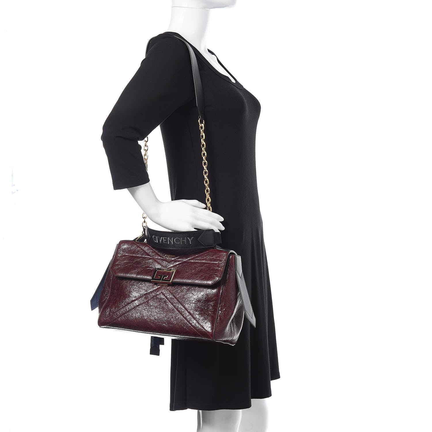 Givenchy Creased Patent Calfskin Medium ID Flap Aubergine 2 of 9