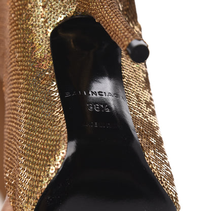 Balenciaga Metallic Sequin Spandex 110mm Knife Thigh High Boots 36.5 Gold 6 of 7