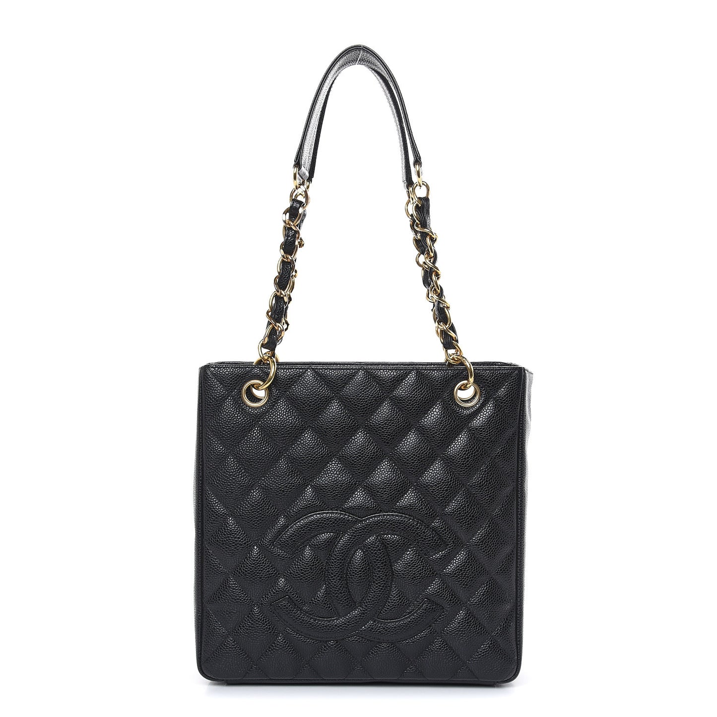 Caviar Quilted Petit Shopping Tote PST Black