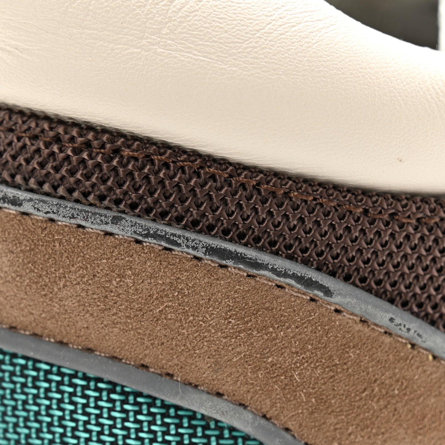 Nylon Calfskin Suede Womens CC Sneakers 39 Brown Green