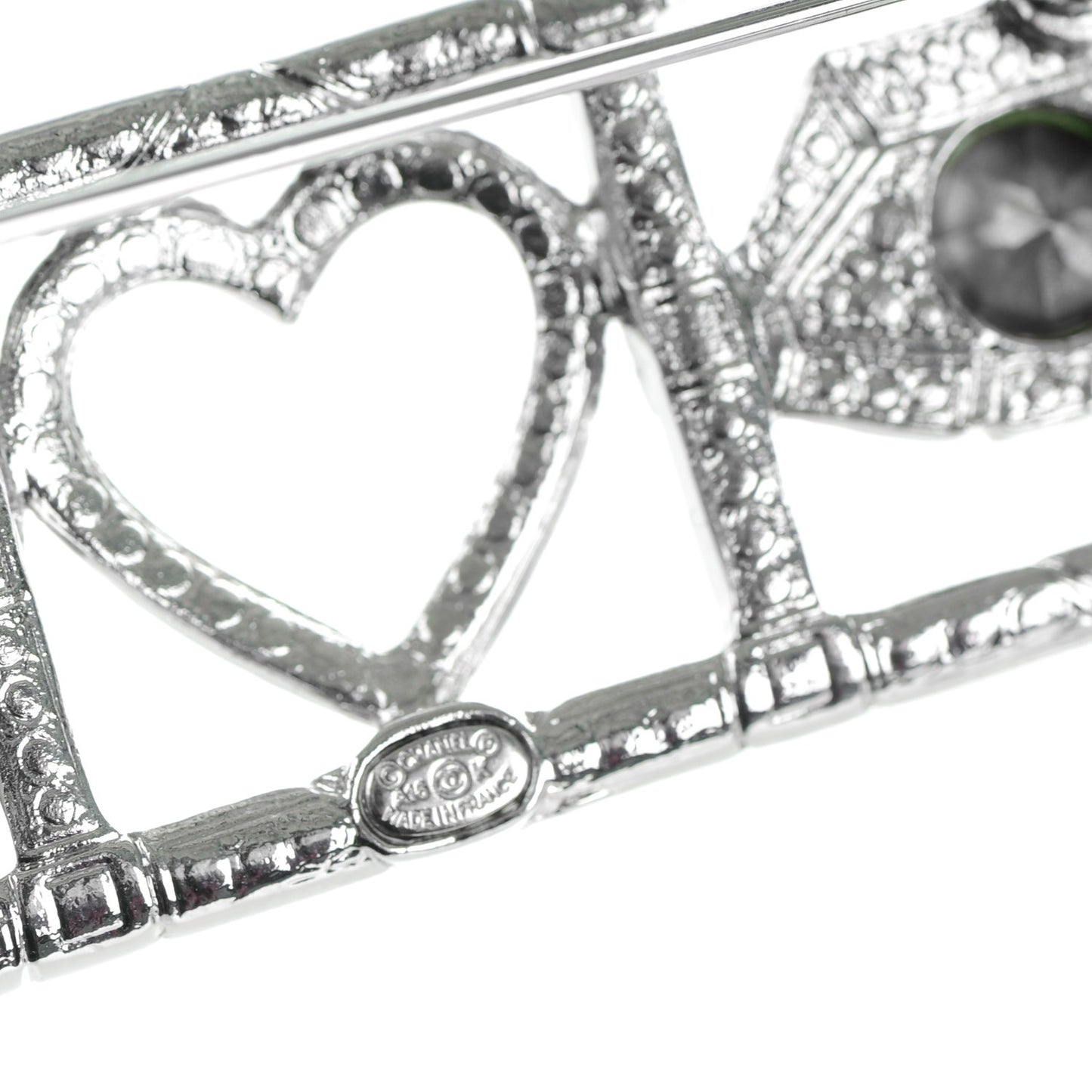Crystal Eye Heart CC Brooch Silver