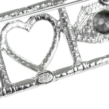 Chanel Crystal Eye Heart CC Brooch Silver 4 of 4