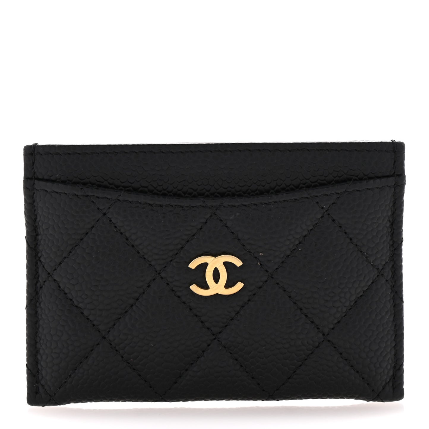 Caviar Quilted Card Holder Black