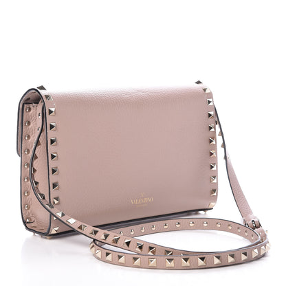 Valentino Garavani Pebbled Calfskin Medium Rockstud Flip Lock Crossbody Bag Poudre 3 of 9