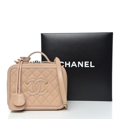 Chanel Caviar Quilted Medium CC Filigree Vanity Case Beige 11 of 11