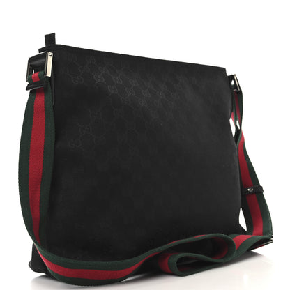 Gucci Monogram Web Medium Flat Messenger Bag Black 3 of 10