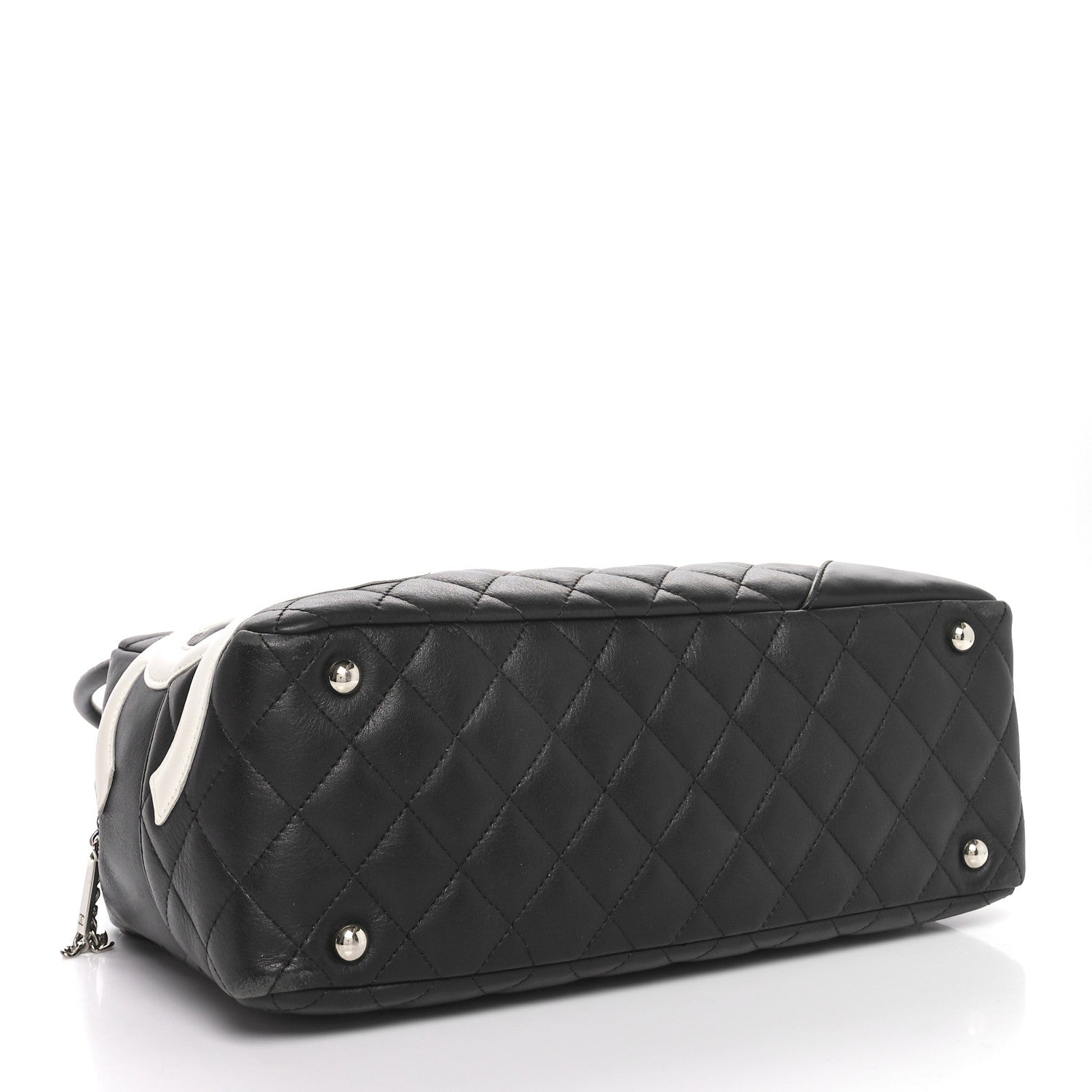 Chanel Calfskin Quilted Large Cambon Bowler Black White 4 of 10