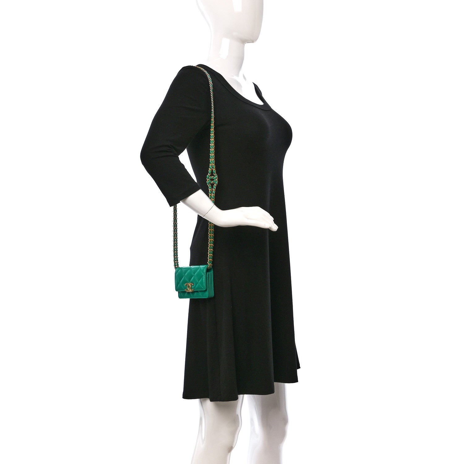 Chanel Lambskin Quilted Clutch With Chain Green 2 of 9