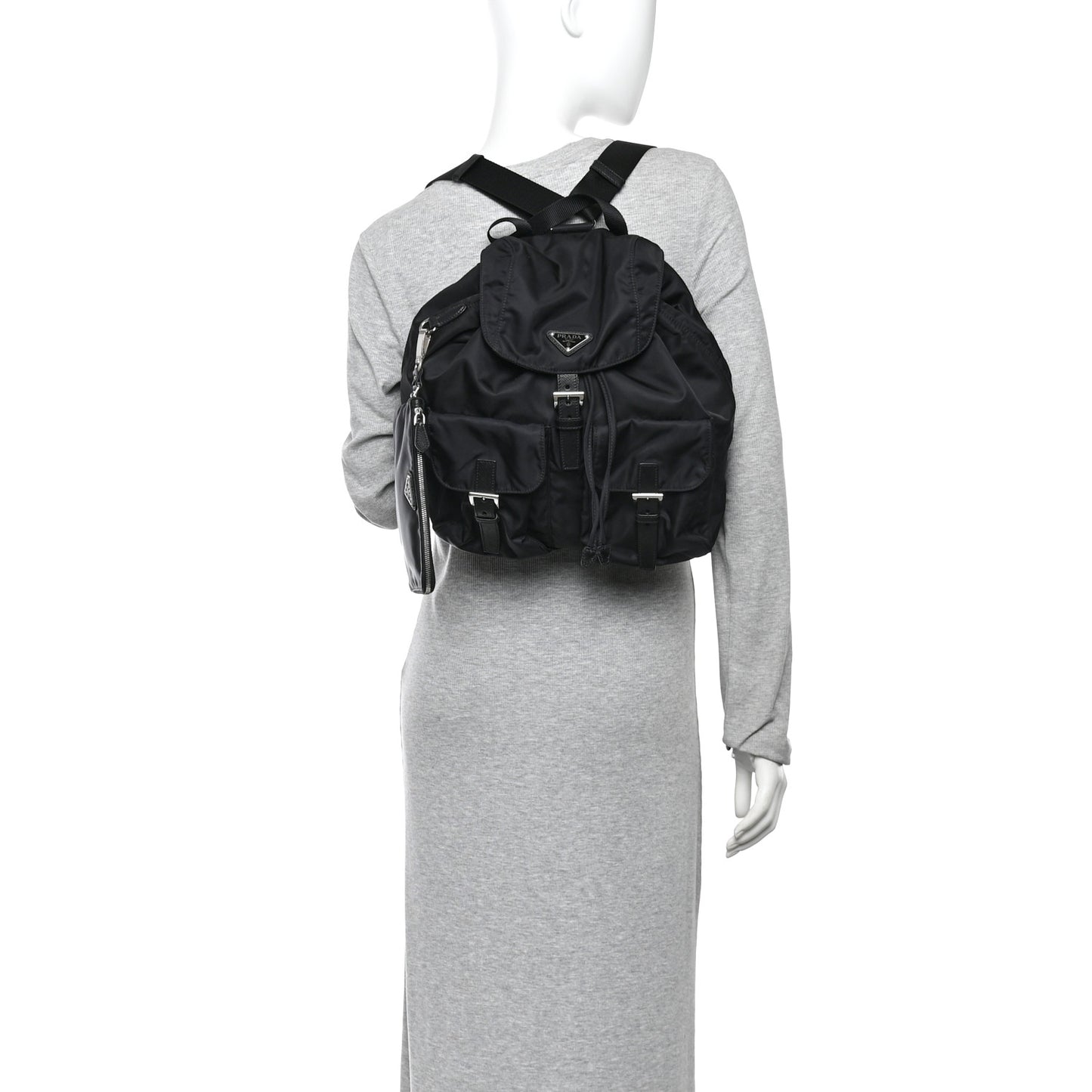 Tessuto Nylon Saffiano Medium Backpack Black