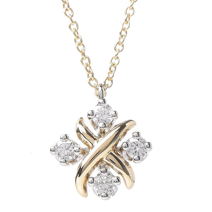 Tiffany Platinum 18K Yellow Gold Diamond Schlumberger Lynn Pendant Necklace 4 of 7