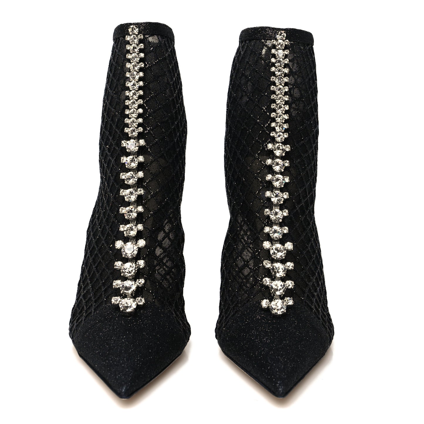 Glitter Checker Board Mesh Crystal Embellished Bing 100 Boots 37.5 Black