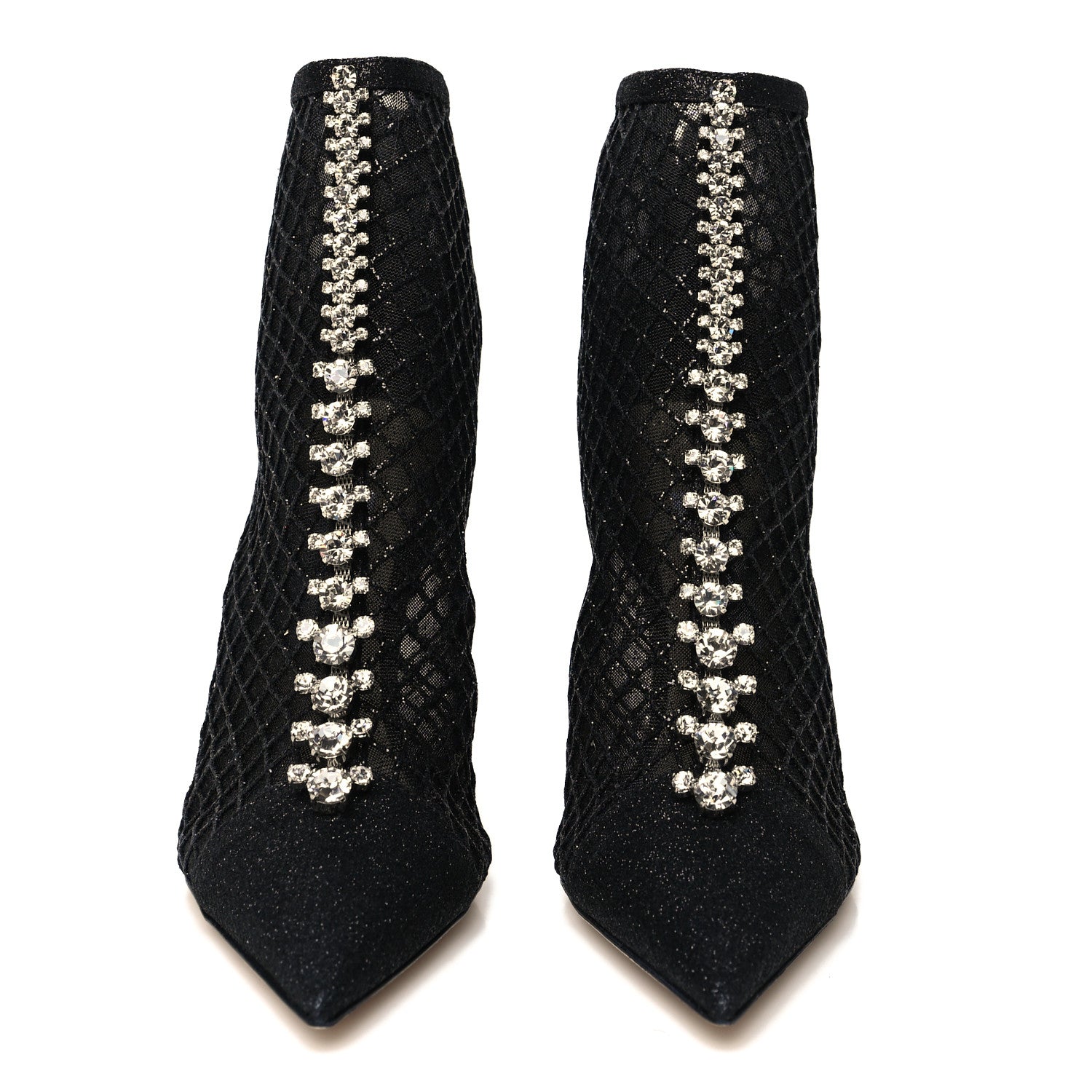 Jimmy Choo Glitter Checker Board Mesh Crystal Embellished Bing 100 Boots 37.5 Black 2 of 7