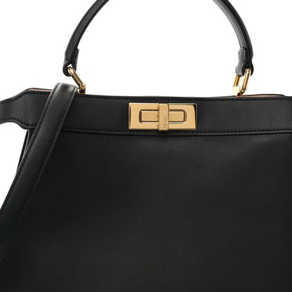 Fendi Vitello Seta Shiny Nappa Medium Peekaboo I SEE U Satchel Black Light Rose 9 of 11