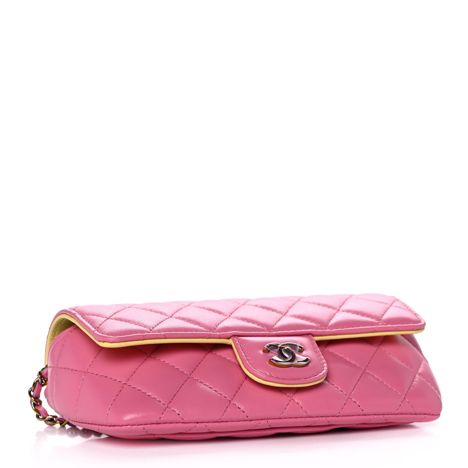 Chanel Lambskin Quilted Glasses Case With Chain Pink Yellow 4 of 12