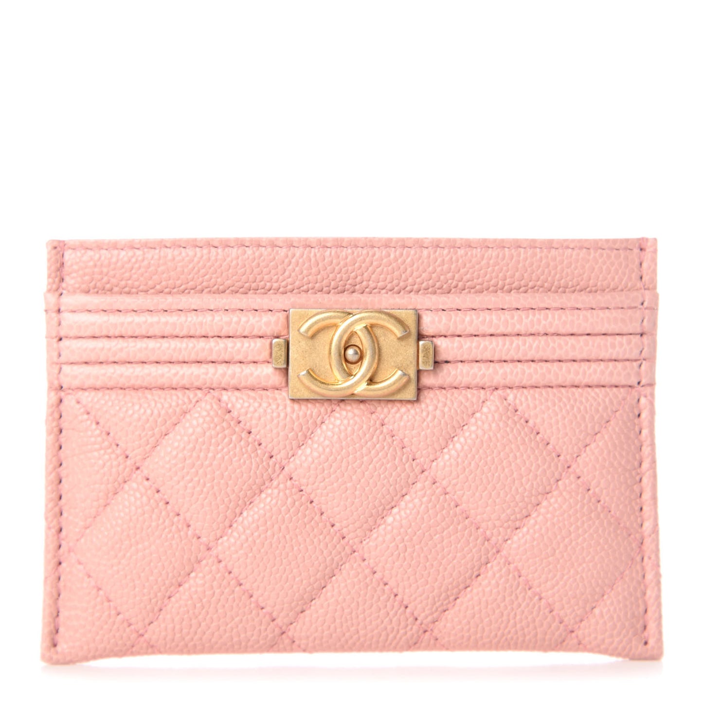 Caviar Quilted Boy Card Holder Light Pink