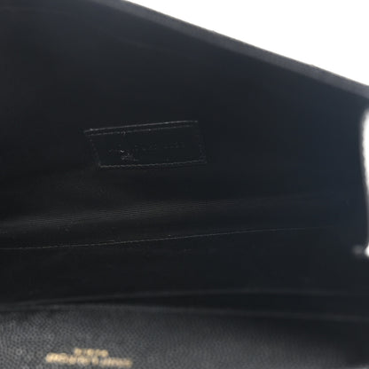 Saint Laurent Grain De Poudre Matelasse Chevron Monogram Envelope Clutch Black 5 of 8