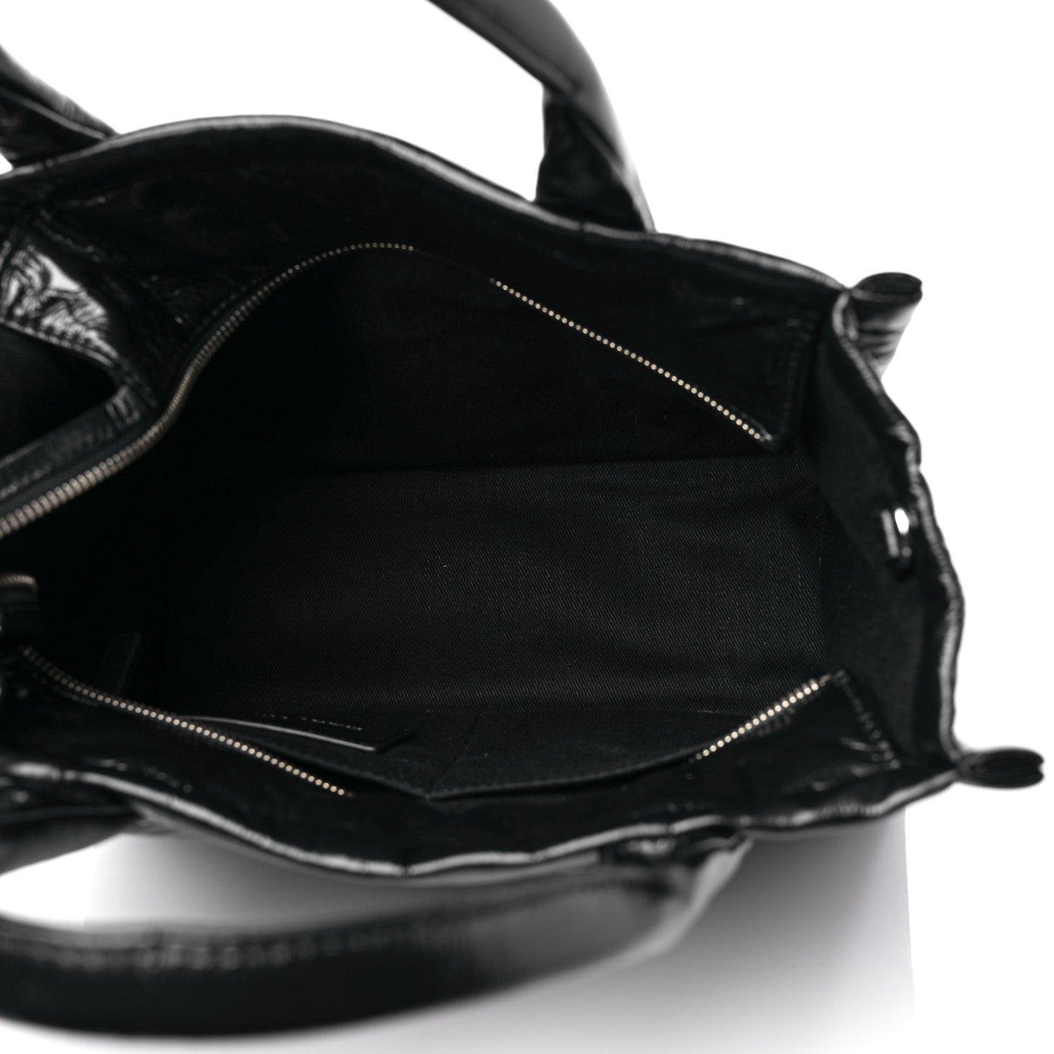 Marc Jacobs Shiny Crinkled Calfskin Small The Tote Bag Black 5 of 9