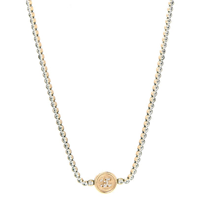 Chanel Crystal CC Chain Short Necklace Gold 1 of 8