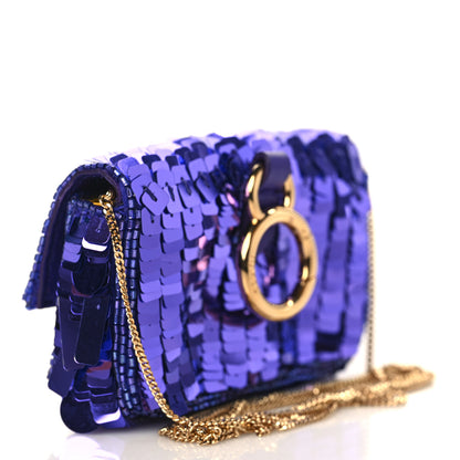 Fendi Sequin Paillettes Shiny Nappa Sex and the City Nano Baguette Charm Viola Purple Rain 3 of 8