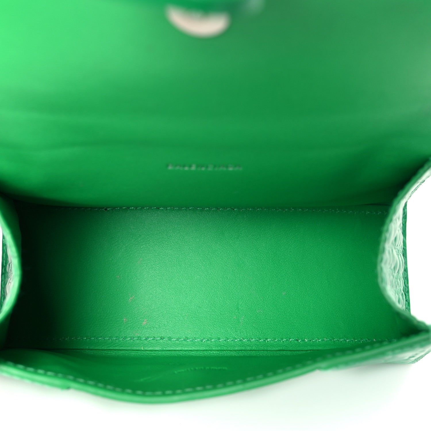 Balenciaga Shiny Calfskin Crocodile Embossed Hourglass Top Handle Bag XS Vivid Green 5 of 10