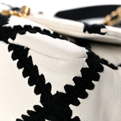 Chanel Calfskin Crochet Medium Chanel 19 Flap White Black 9 of 14