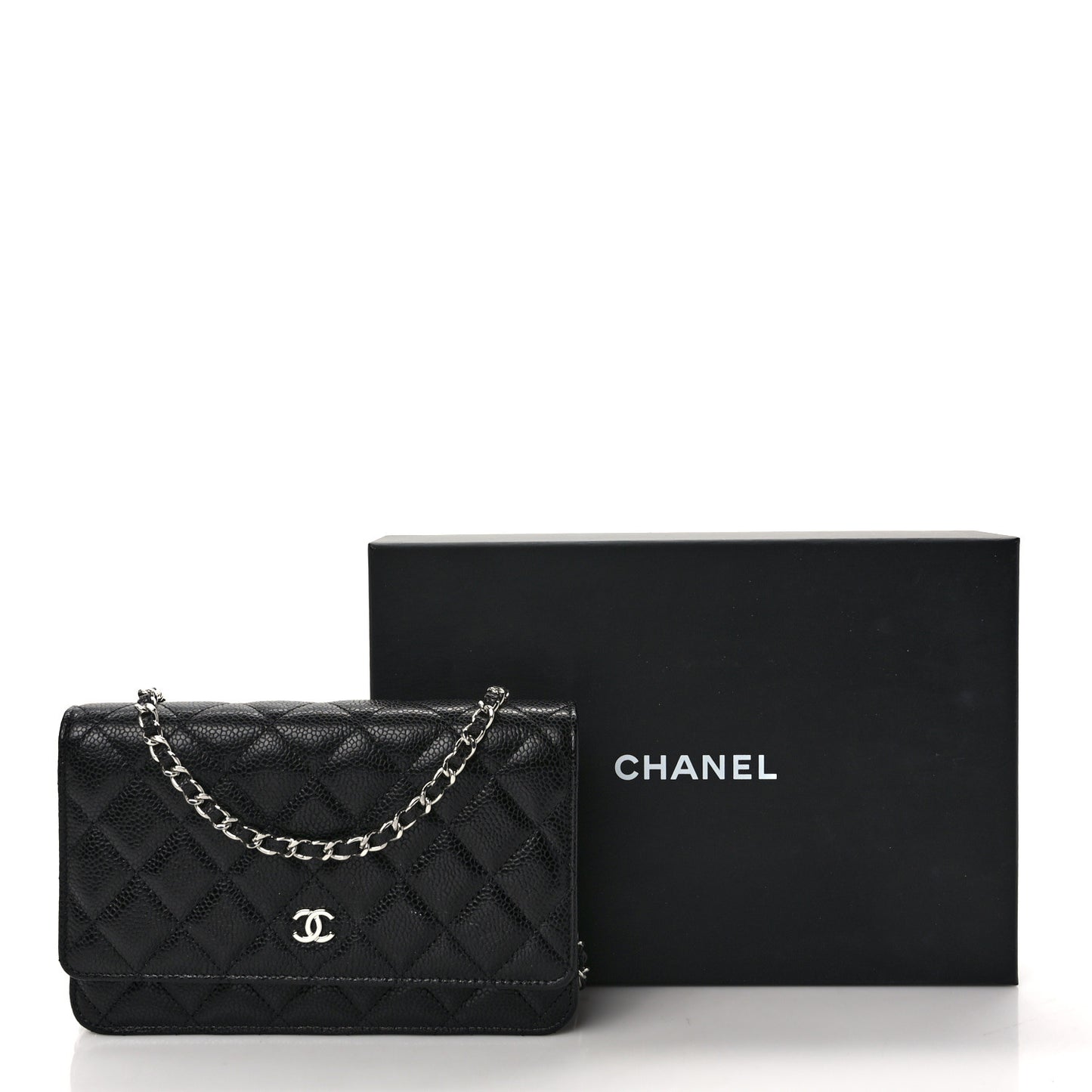 Caviar Quilted Wallet on Chain WOC Black