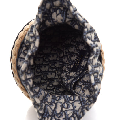 Christian Dior Wicker Oblique Drawstring Bucket Bag Blue 5 of 13