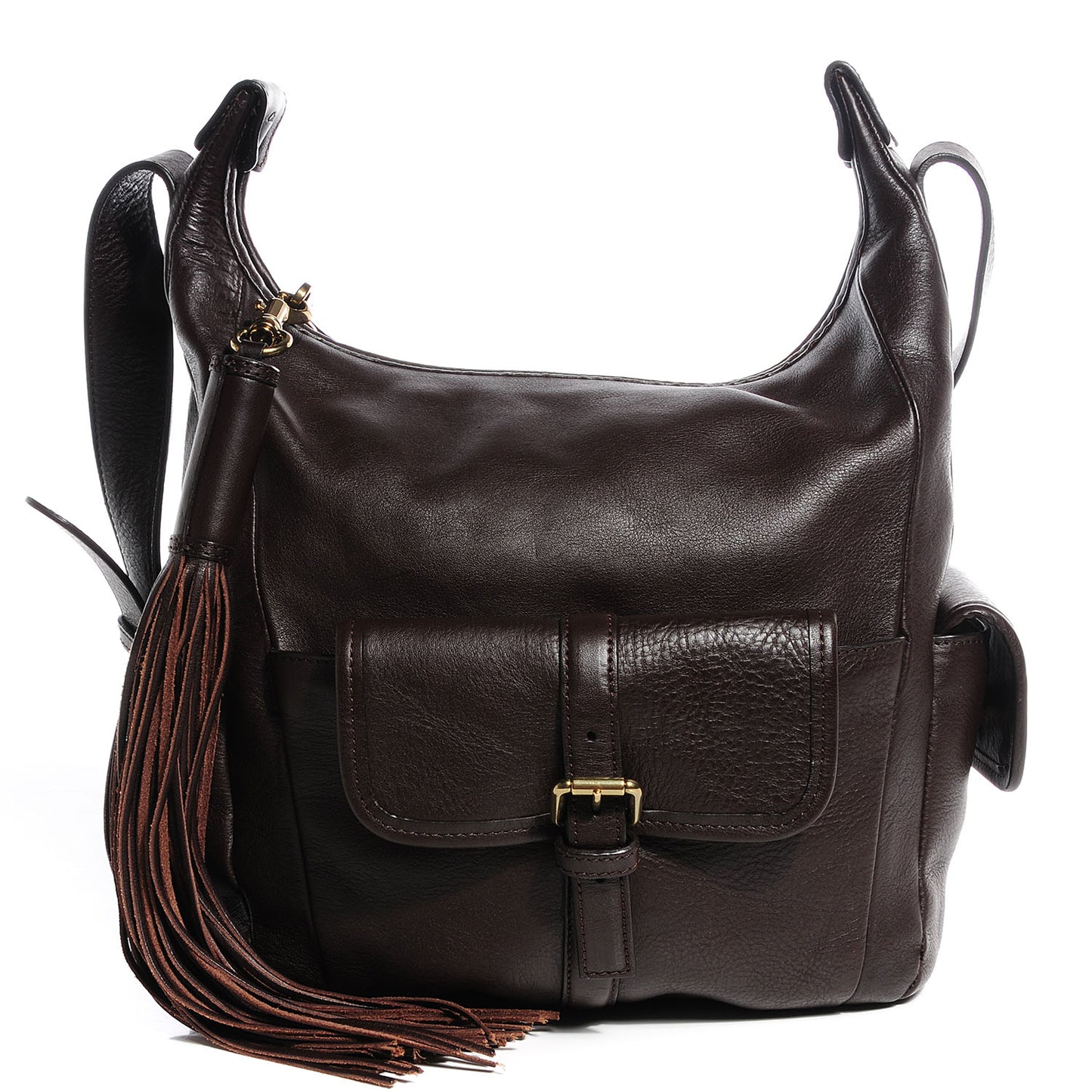 Calfskin Gabby Bucket Bag Brown
