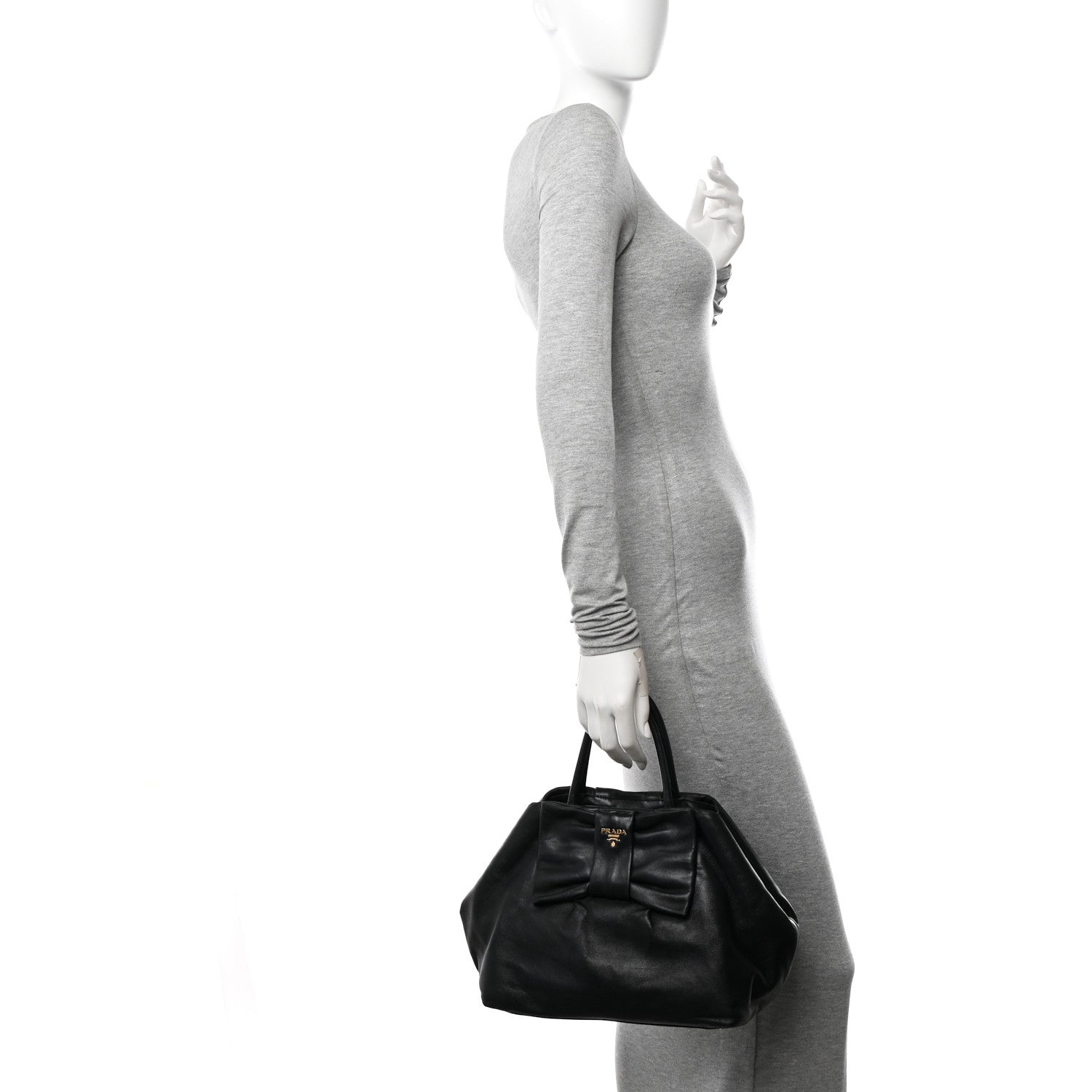 Prada Nappa Fiocco Bow Tote Black 2 of 15