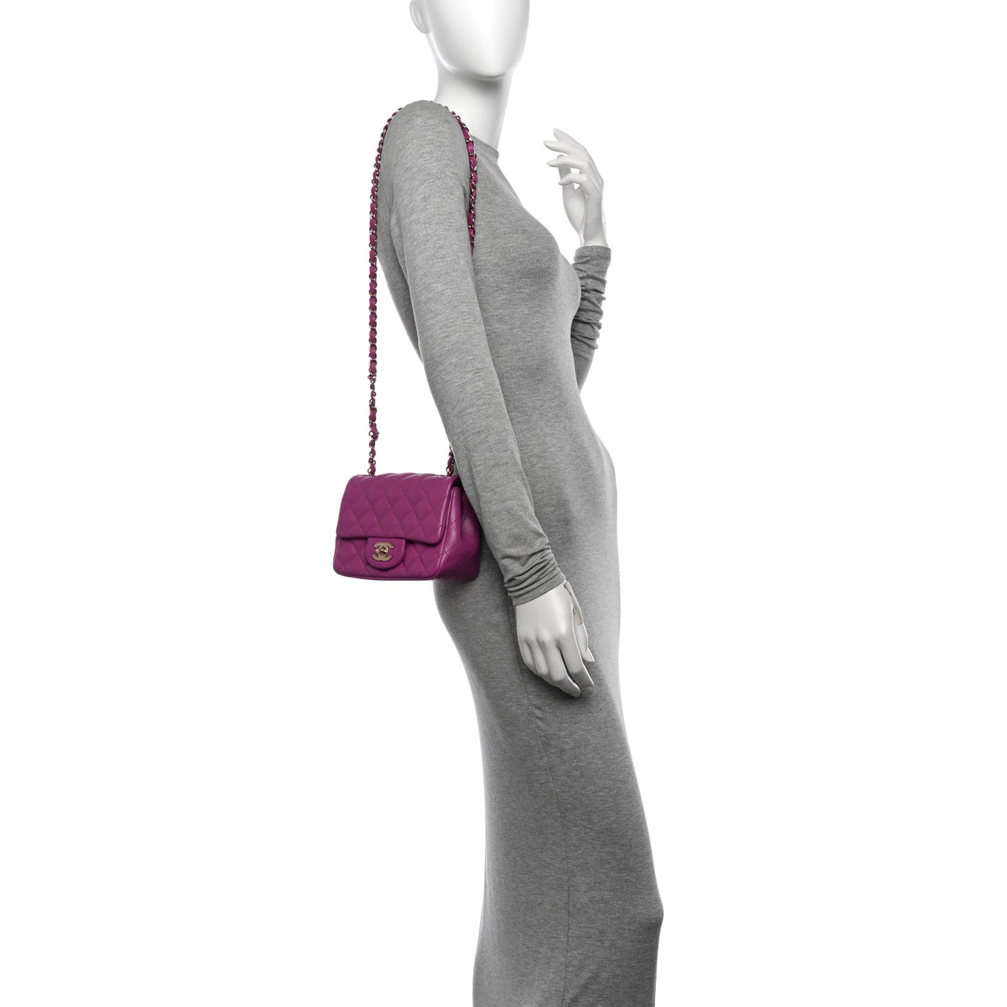 Lambskin Quilted Mini Square Flap Purple