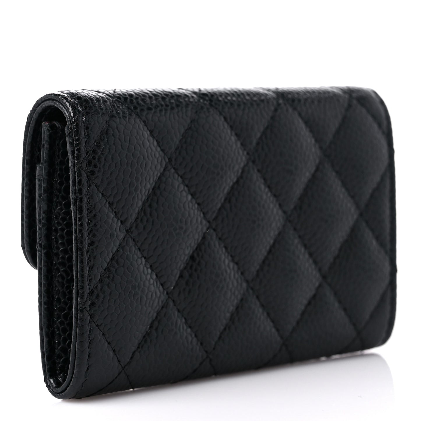 Caviar Quilted Flap Card Holder Black