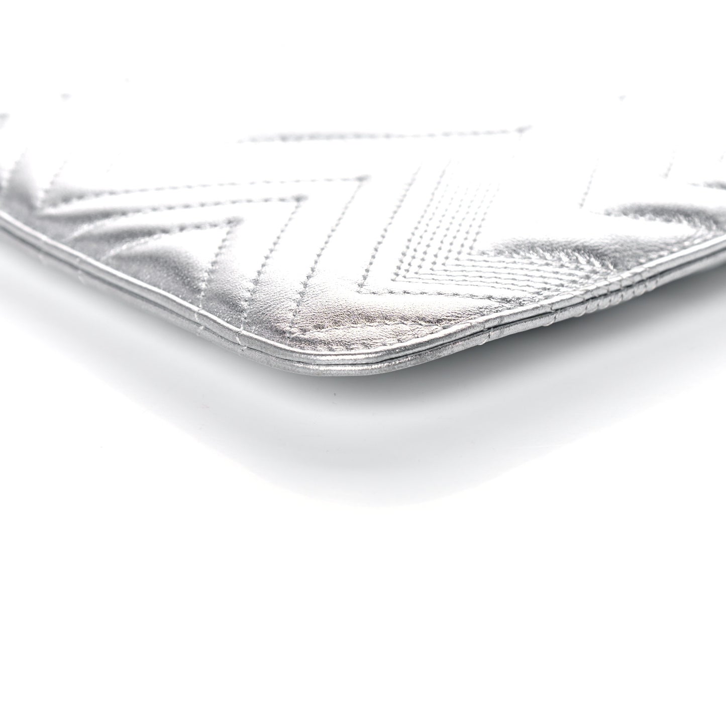 Metallic Lambskin Chevron Quilted Large Cosmetic Case