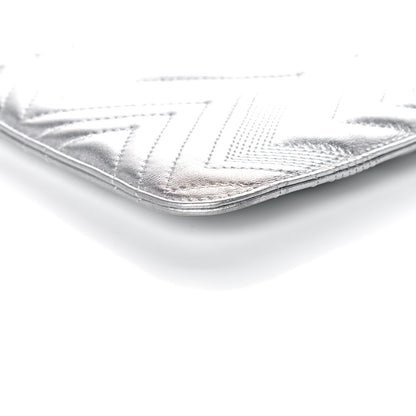 Chanel Metallic Lambskin Chevron Quilted Large Cosmetic Case 10 of 12