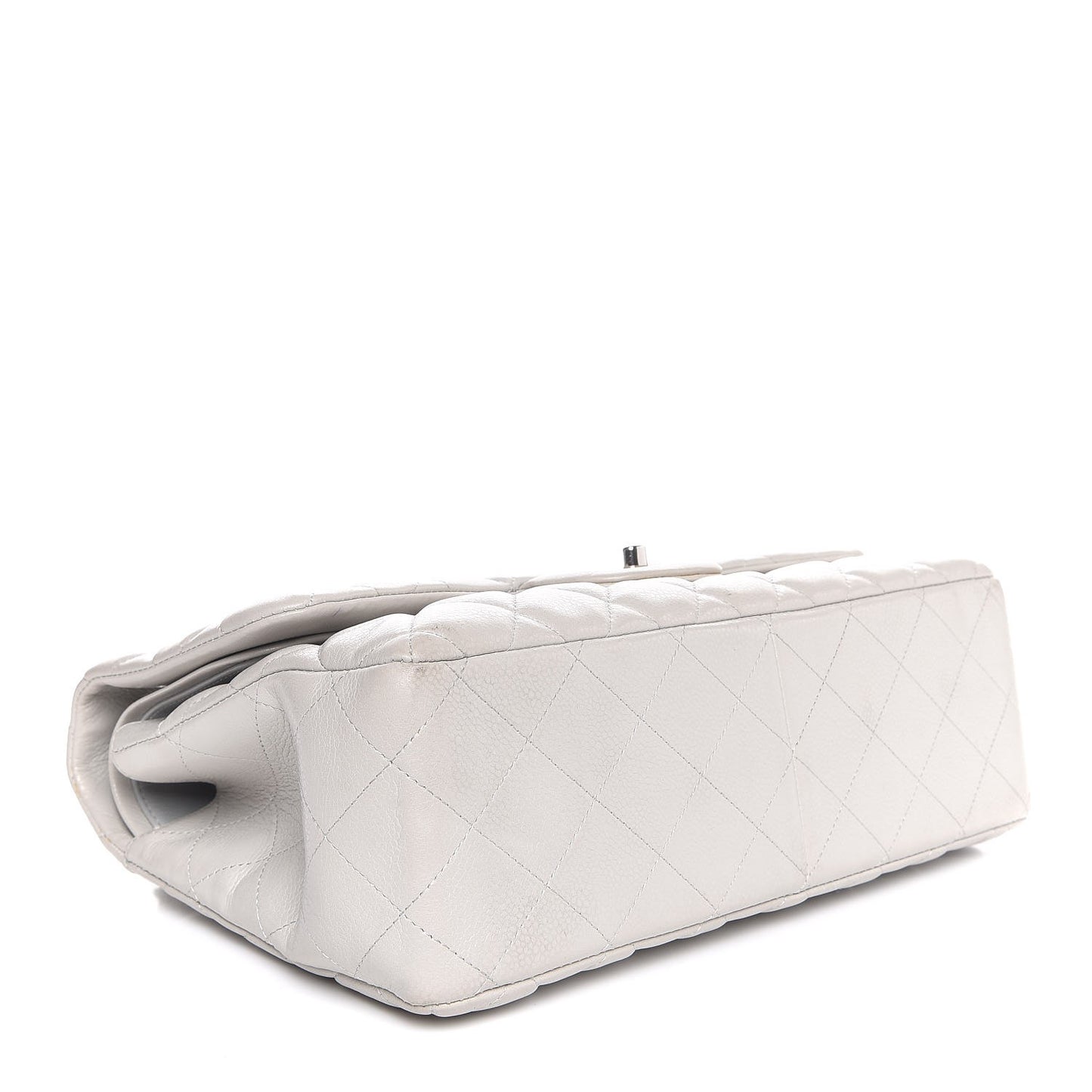 Caviar Quilted Jumbo Double Flap Light Grey