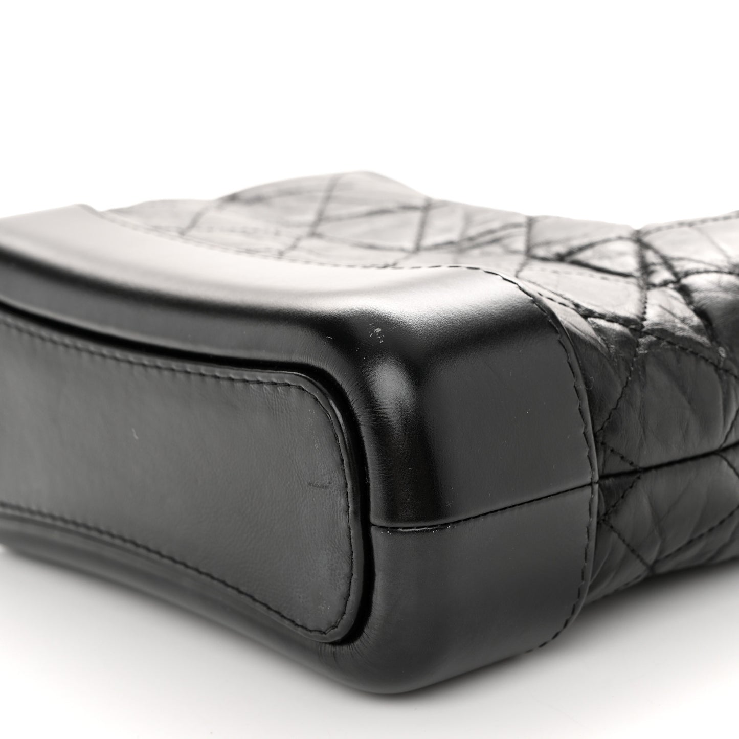 Aged Calfskin Quilted Small Gabrielle Hobo Black