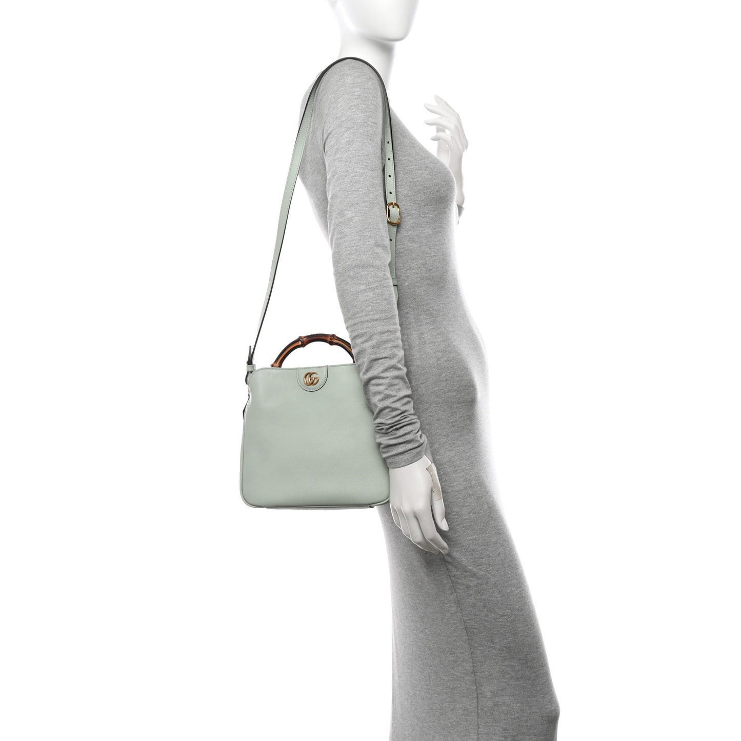 Softy Wonka Textured Dollar Calfskin Small Diana Shoulder Bag Pale Green