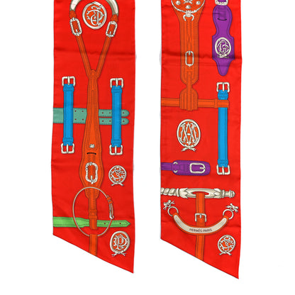 Hermes Silk Harnais Des Presidents Maxi Twilly Red Multicolor 2 of 4