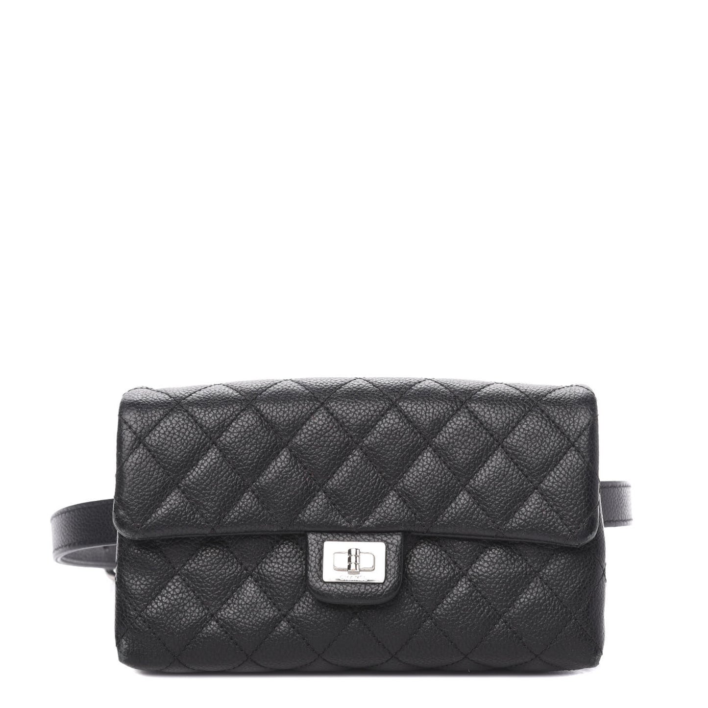 Grained Calfskin Quilted 2.55 Reissue Flap Belt Bag Clutch Black
