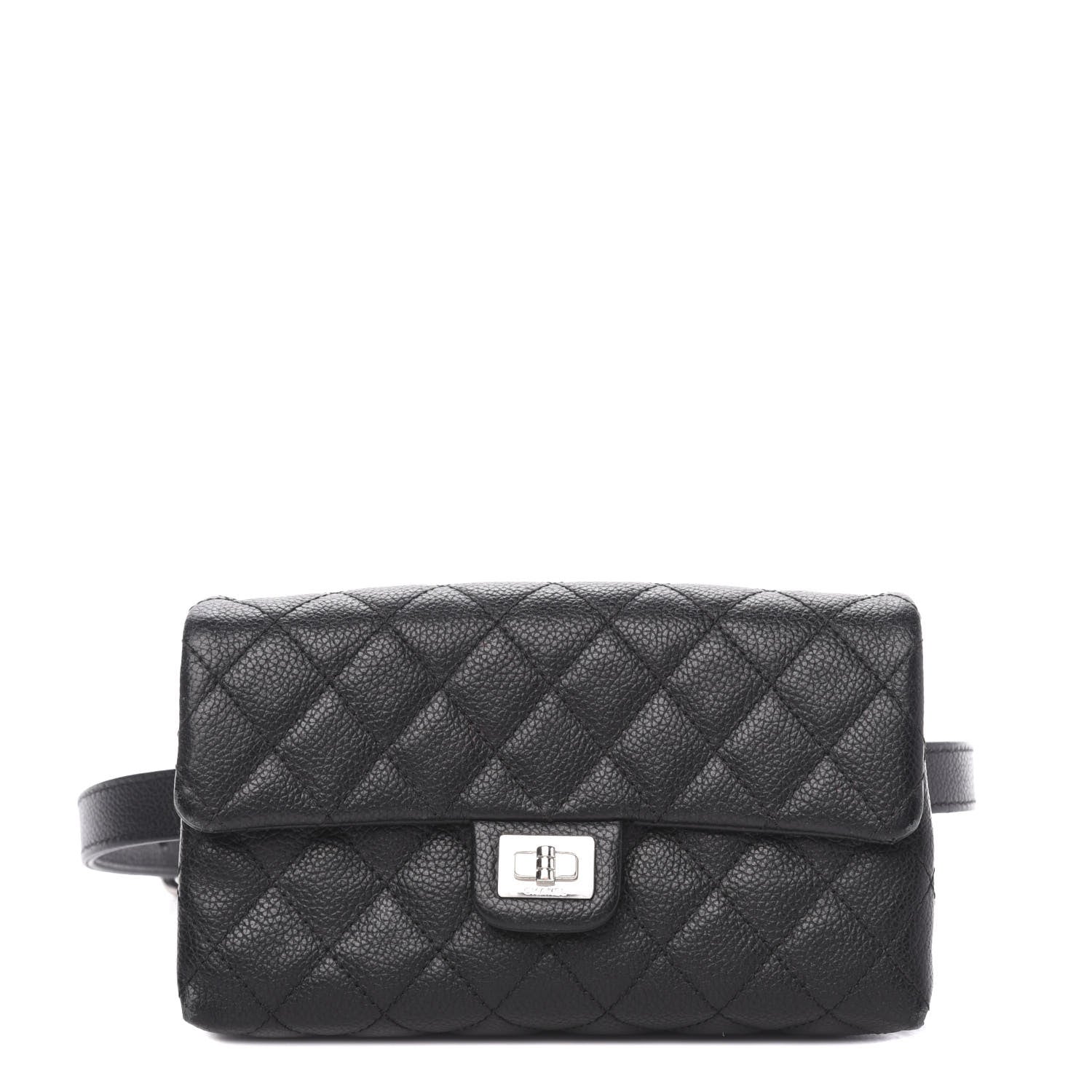 Chanel Grained Calfskin Quilted 2.55 Reissue Flap Belt Bag Clutch Black 1 of 10
