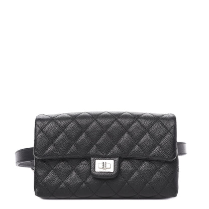 Chanel Grained Calfskin Quilted 2.55 Reissue Flap Belt Bag Clutch Black 1 of 10