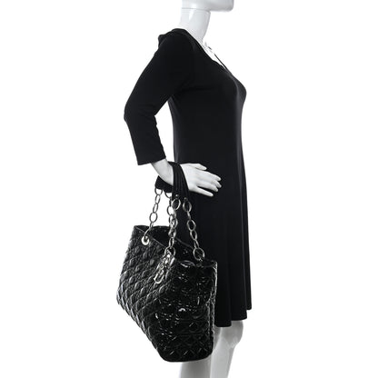 Christian Dior Patent Cannage Dior Soft Shopping Tote Black 2 of 10
