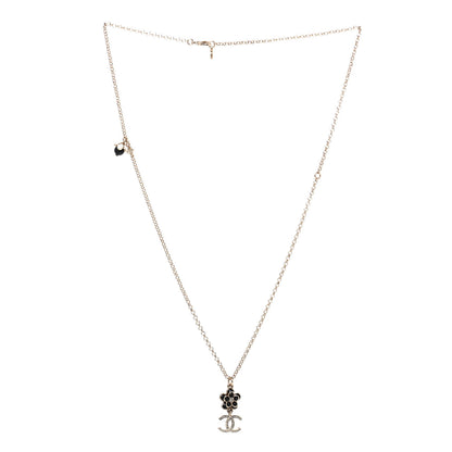 Chanel Enamel Crystal CC Camellia Flower Necklace Gold 2 of 4