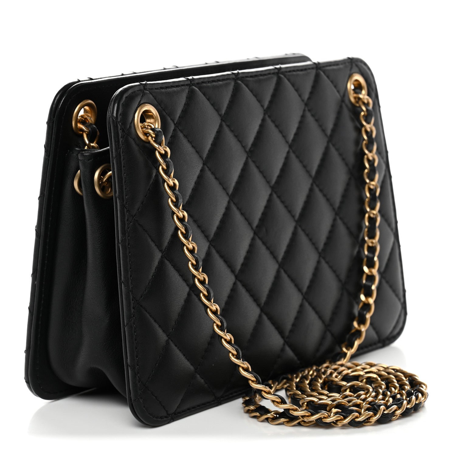 Chanel Calfskin Quilted Small CC Chain Accordion Tote Black