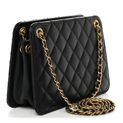 Chanel Calfskin Quilted Small CC Chain Accordion Tote Black 3 of 10