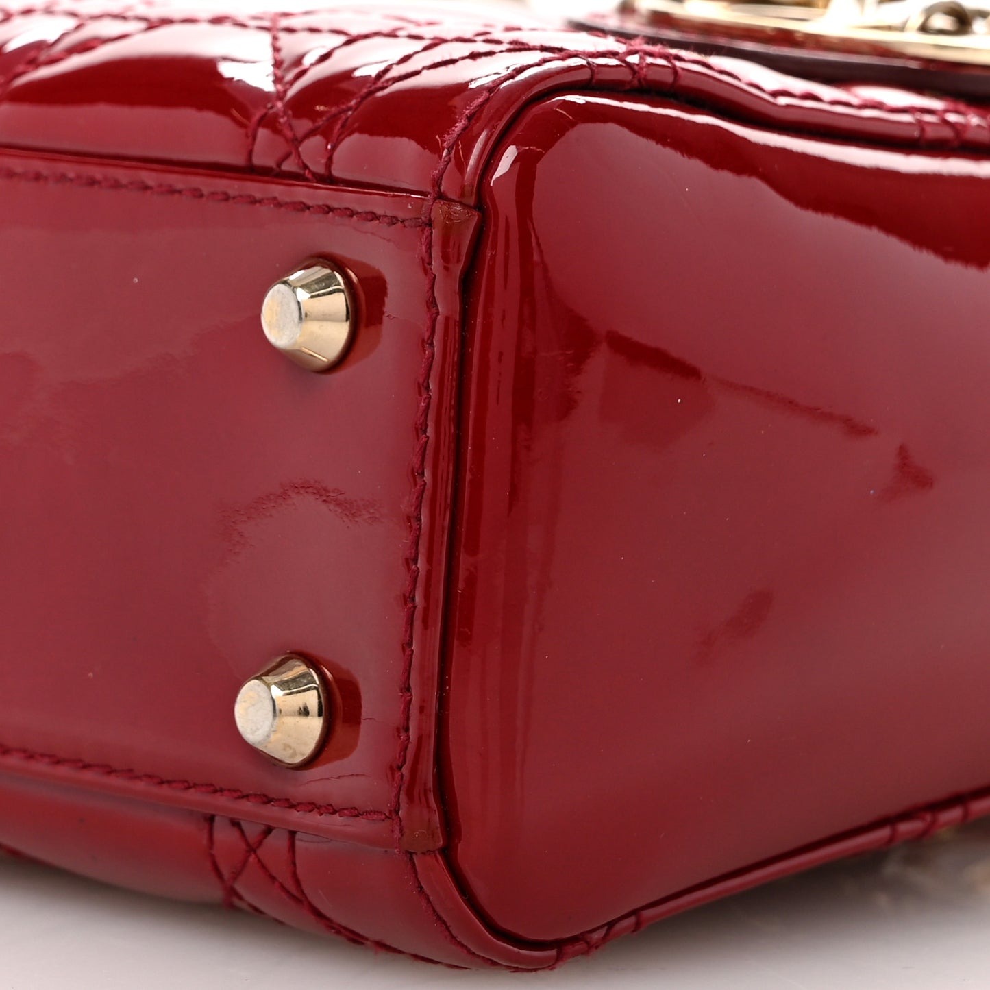 Patent Cannage Mini Lady Dior Red