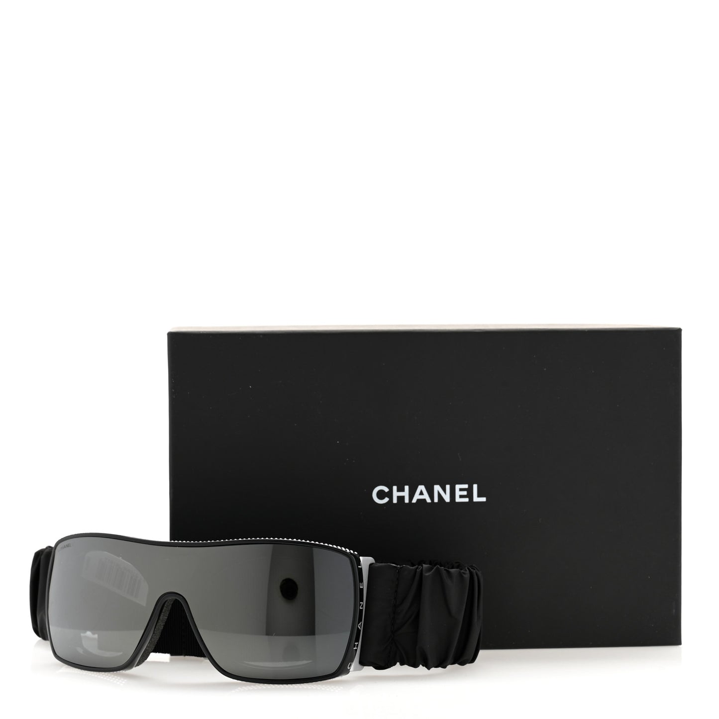 Crystal Acetate Technical Satin Shield Sunglasses Black