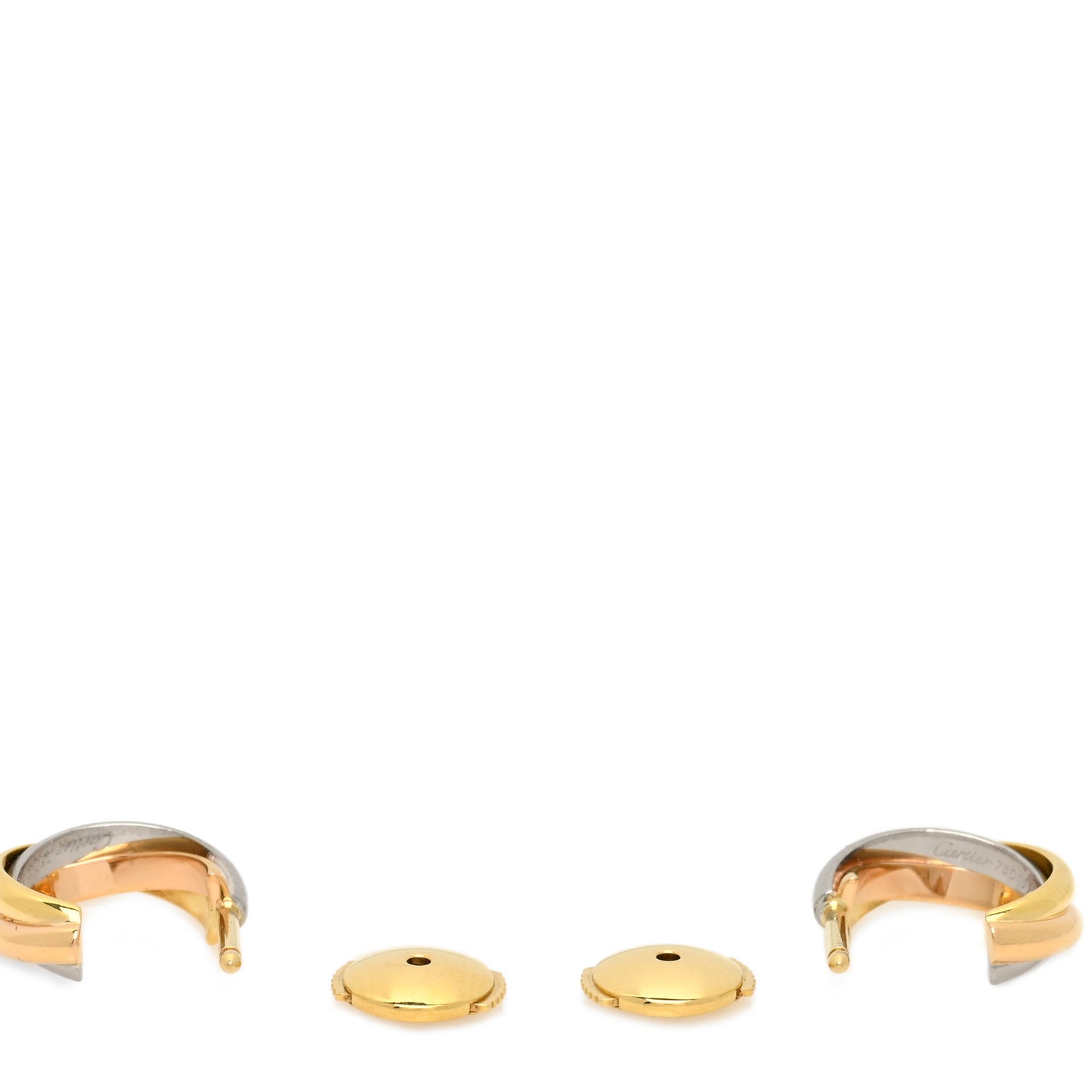 18K Pink Yellow White Gold 13mm Trinity Hoop Earrings