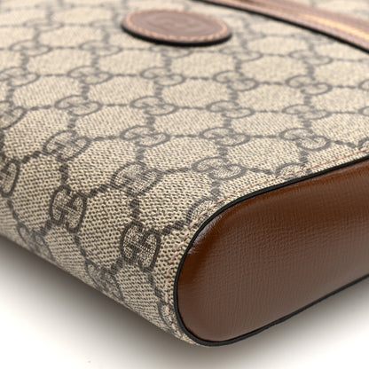 Gucci GG Supreme Monogram Azalea Calfskin Retro Interlocking G Flat Messenger Bag Beige Ebony Brown Sugar 9 of 9